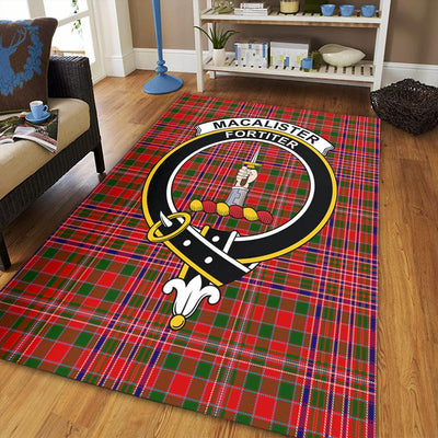 Clan MacAlister Modern Tartan Crest Rug – Scottish Highland Carpet for Living Room, Celtic Home Decor & Scotland Gift XD77