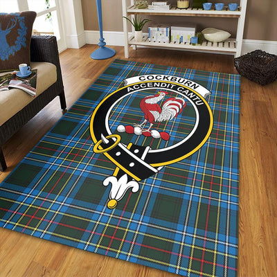 Clan Cockburn Modern Tartan Crest Rug – Scottish Highland Carpet for Living Room, Celtic Home Decor & Scotland Gift