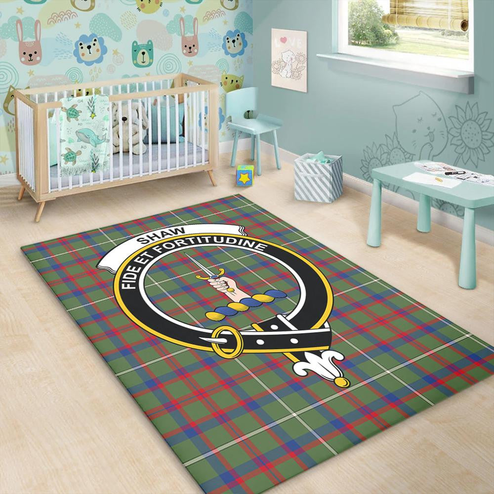 Shaw Green Modern Tartan Crest Area Rug