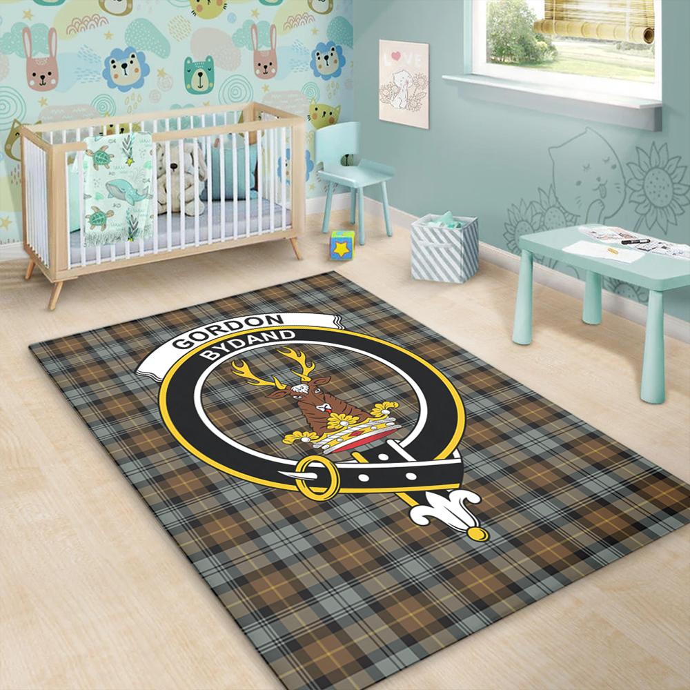 Gordon Weathered Tartan Crest Area Rug