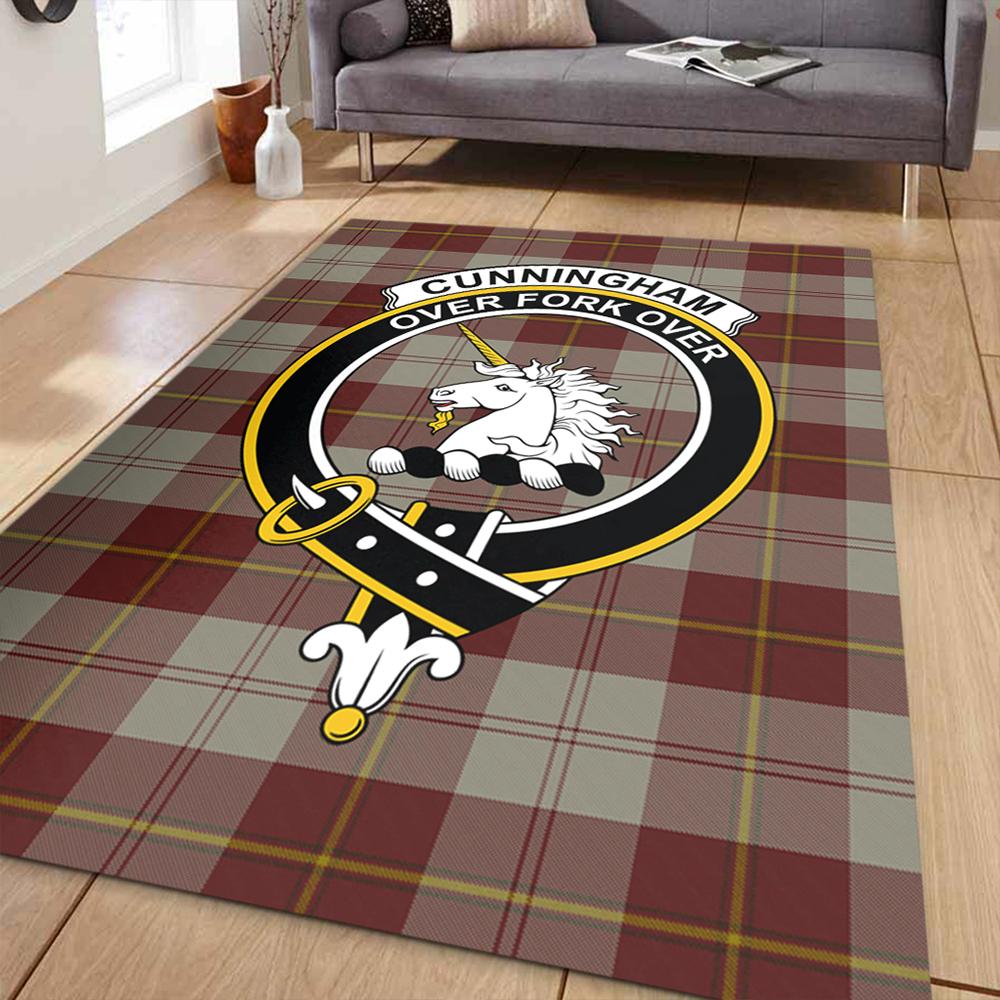 Cunningham Burgundy Dancers Tartan Crest Area Rug