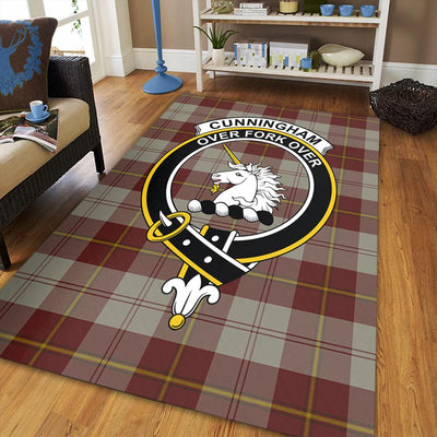 Clan Cunningham Burgundy Dancers Tartan Crest Rug – Scottish Highland Carpet for Living Room, Celtic Home Decor & Scotland Gift