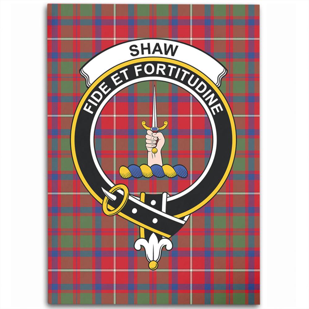 Shaw Red Modern Tartan Crest Area Rug