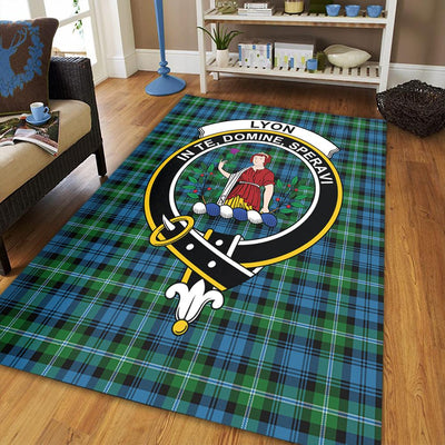 Clan Lyon Clan Tartan Crest Rug – Scottish Highland Carpet for Living Room, Celtic Home Decor & Scotland Gift ME50