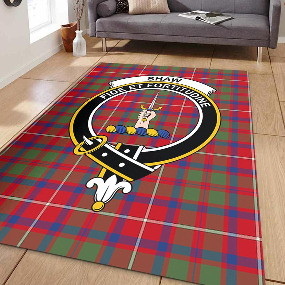 Shaw Red Modern Tartan Crest Area Rug