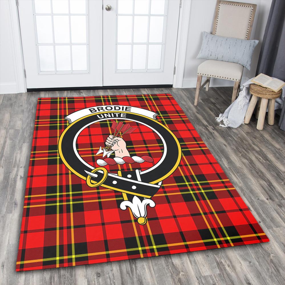 Brodie Modern Tartan Crest Area Rug