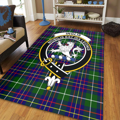 Clan Inglis Modern Tartan Crest Rug – Scottish Highland Carpet for Living Room, Celtic Home Decor & Scotland Gift