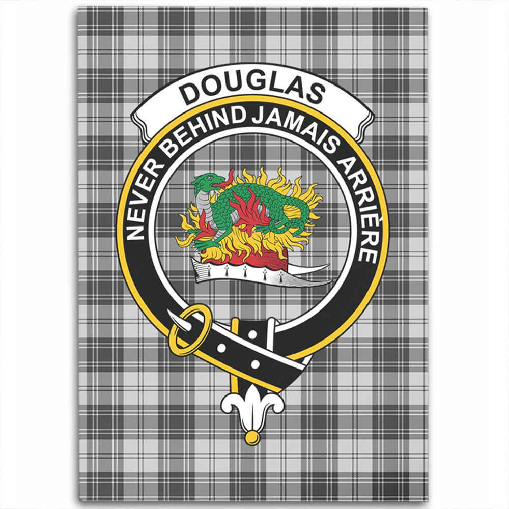 Douglas Grey Modern Tartan Crest Area Rug