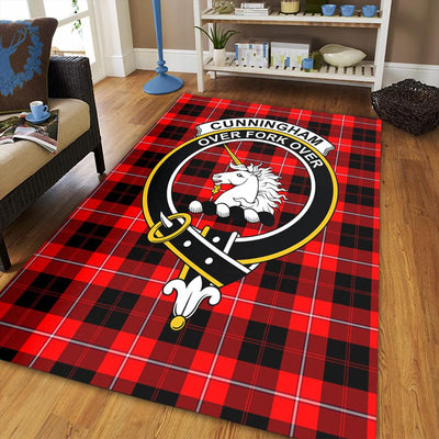 Clan Cunningham Modern Tartan Crest Rug – Scottish Highland Carpet for Living Room, Celtic Home Decor & Scotland Gift MR47