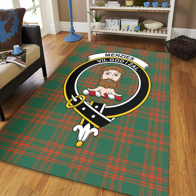 Clan Menzies Green Ancient Tartan Crest Rug – Scottish Highland Carpet for Living Room, Celtic Home Decor & Scotland Gift