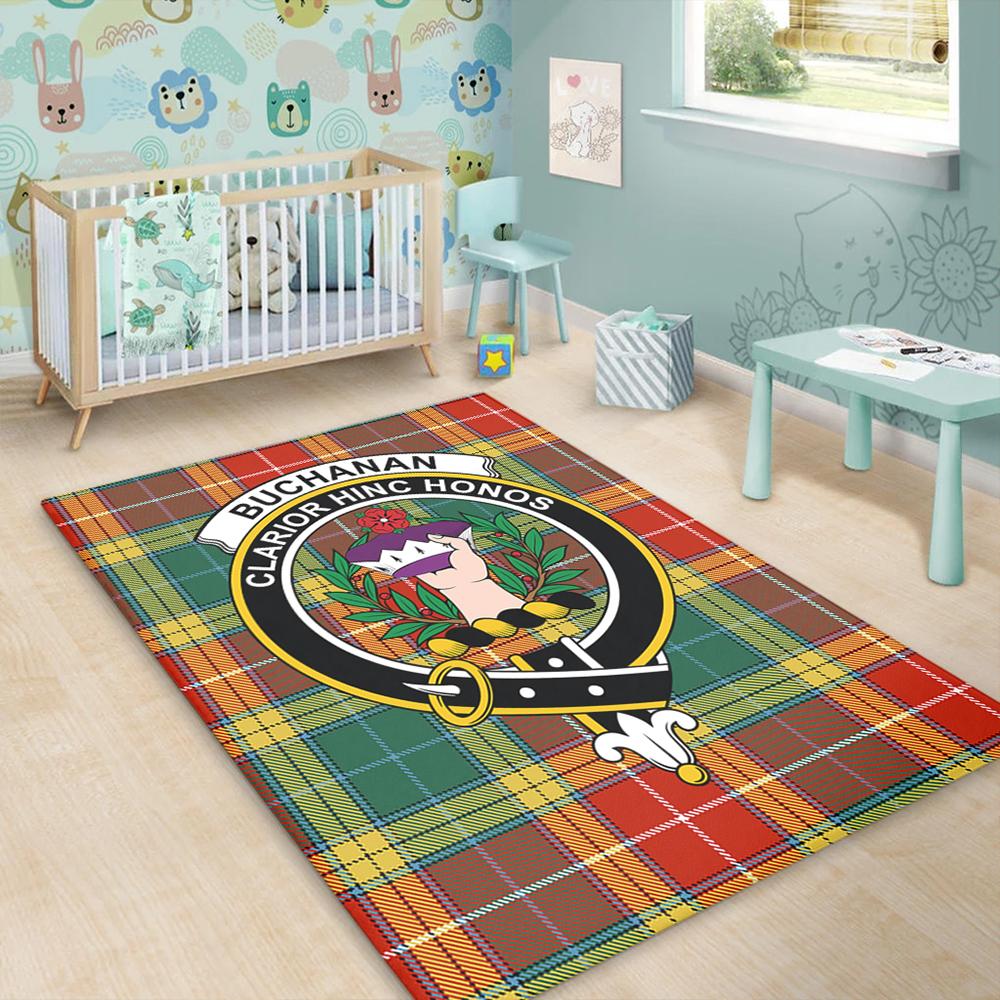 Buchanan Old Sett Tartan Crest Area Rug
