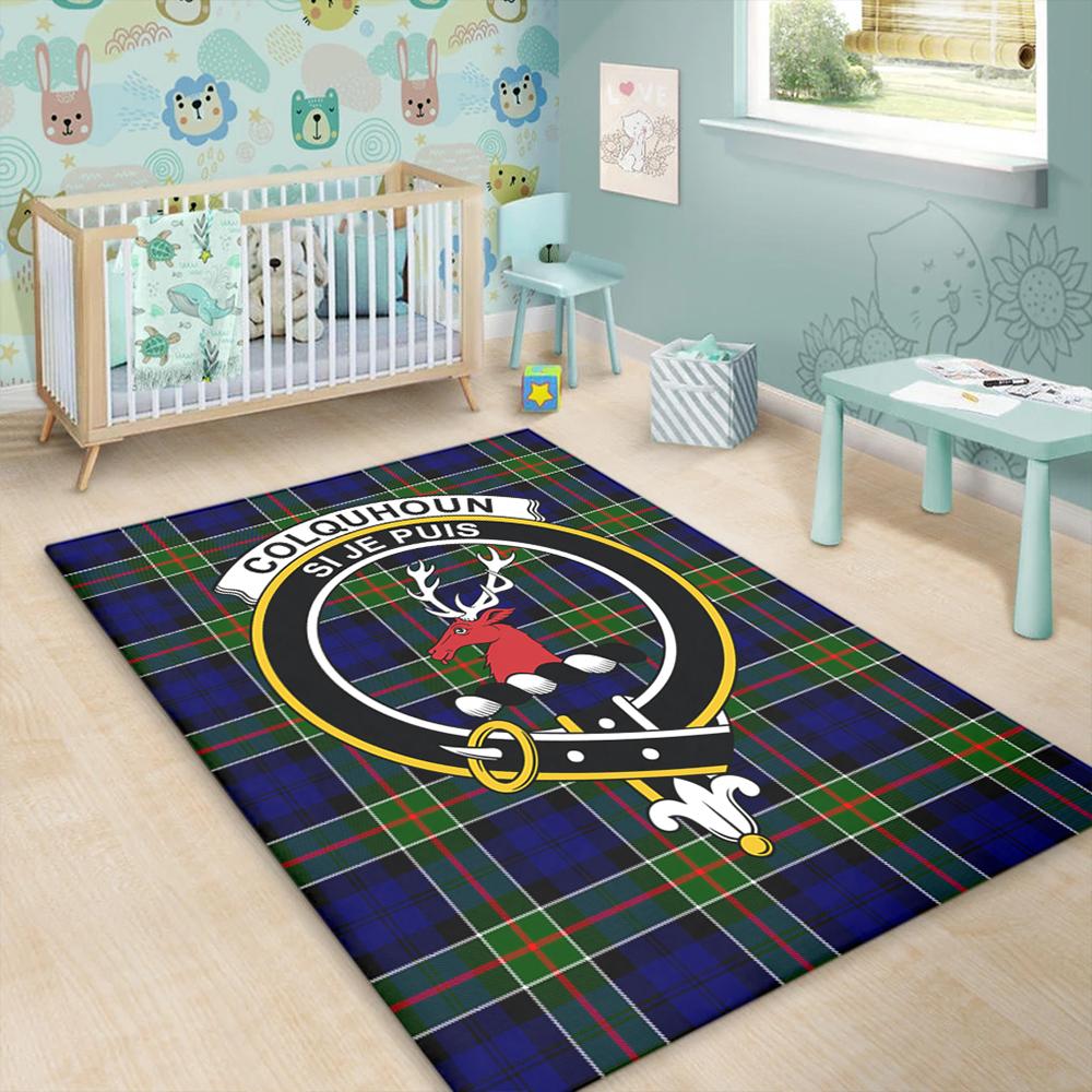 Colquhoun Modern Tartan Crest Area Rug