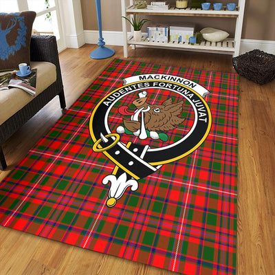 Clan MacKinnon Modern Tartan Crest Rug – Scottish Highland Carpet for Living Room, Celtic Home Decor & Scotland Gift