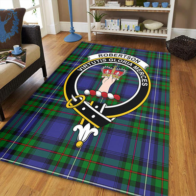 Clan Robertson Hunting Modern Tartan Crest Rug – Scottish Highland Carpet for Living Room, Celtic Home Decor & Scotland Gift