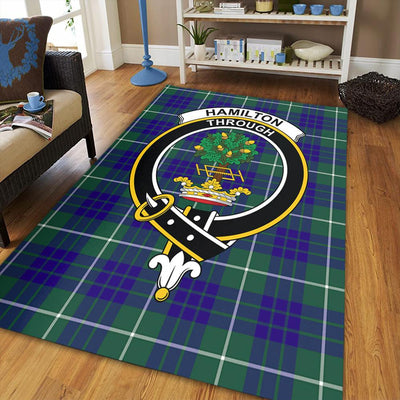 Clan Hamilton Hunting Modern Tartan Crest Rug – Scottish Highland Carpet for Living Room, Celtic Home Decor & Scotland Gift ZY68