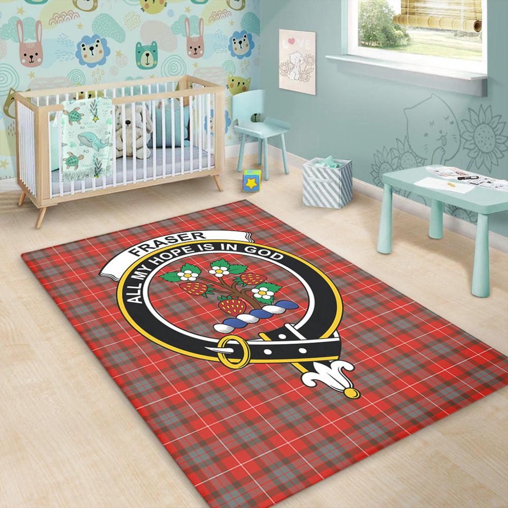 Fraser Weathered Tartan Crest Area Rug
