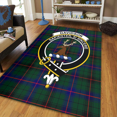 Clan Davidson Modern Tartan Crest Rug – Scottish Highland Carpet for Living Room, Celtic Home Decor & Scotland Gift