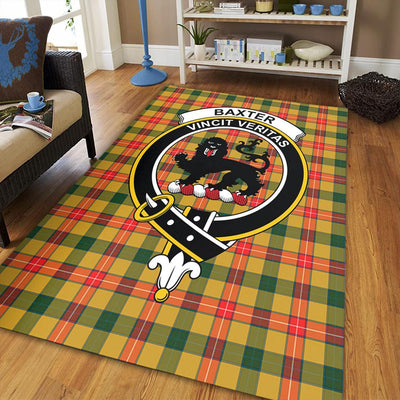 Clan Baxter Modern Tartan Crest Rug – Scottish Highland Carpet for Living Room, Celtic Home Decor & Scotland Gift VJ45