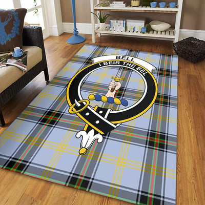 Clan Bell of the Borders Tartan Crest Rug – Scottish Highland Carpet for Living Room, Celtic Home Decor & Scotland Gift