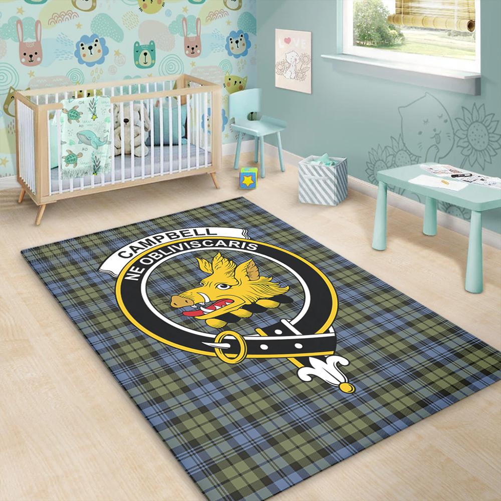 Campbell Faded Tartan Crest Area Rug