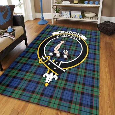 Clan Fletcher Ancient Tartan Crest Rug – Scottish Highland Carpet for Living Room, Celtic Home Decor & Scotland Gift