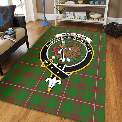 Clan MacKinnon Hunting Modern Tartan Crest Rug – Scottish Highland Carpet for Living Room, Celtic Home Decor & Scotland Gift