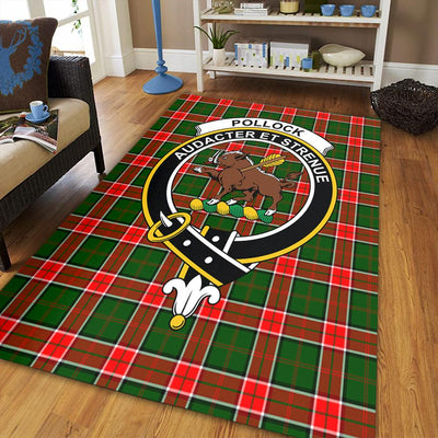 Clan Pollock Modern Tartan Crest Rug – Scottish Highland Carpet for Living Room, Celtic Home Decor & Scotland Gift