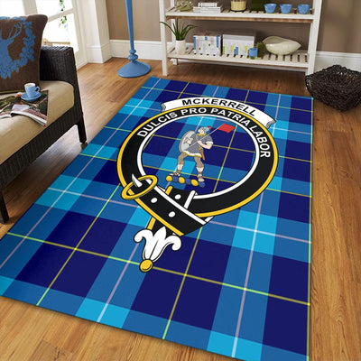 Clan McKerrell Tartan Crest Rug – Scottish Highland Carpet for Living Room, Celtic Home Decor & Scotland Gift OT79