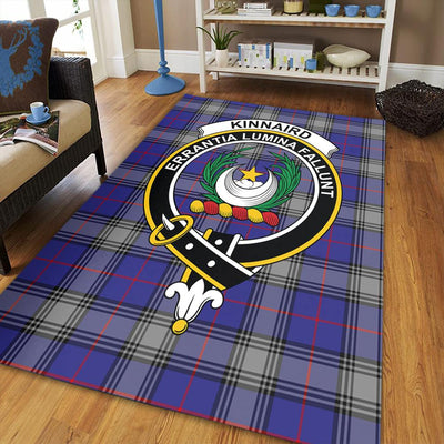 Clan Kinnaird Tartan Crest Rug – Scottish Highland Carpet for Living Room, Celtic Home Decor & Scotland Gift