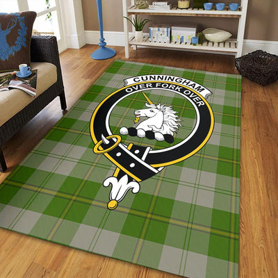 Clan Cunningham Dress Green Dancers Tartan Crest Rug – Scottish Highland Carpet for Living Room, Celtic Home Decor & Scotland Gift