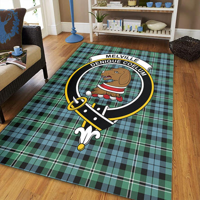 Clan Melville Tartan Crest Rug – Scottish Highland Carpet for Living Room, Celtic Home Decor & Scotland Gift GI80