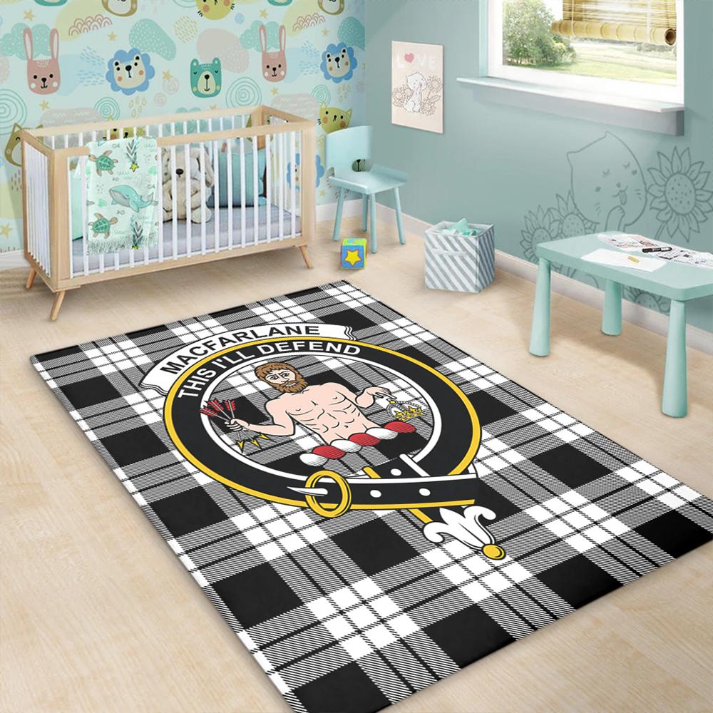 MacFarlane Black & White Ancient Tartan Crest Area Rug