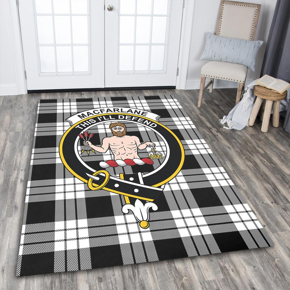MacFarlane Black & White Ancient Tartan Crest Area Rug