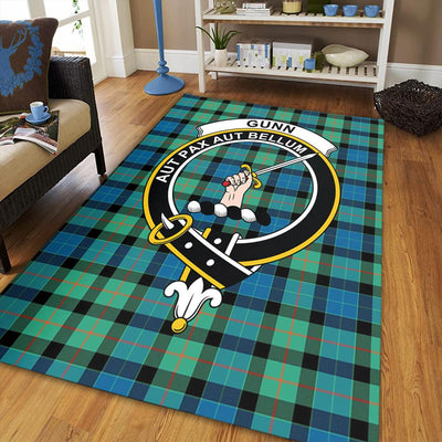 Clan Gunn Ancient Tartan Crest Rug – Scottish Highland Carpet for Living Room, Celtic Home Decor & Scotland Gift