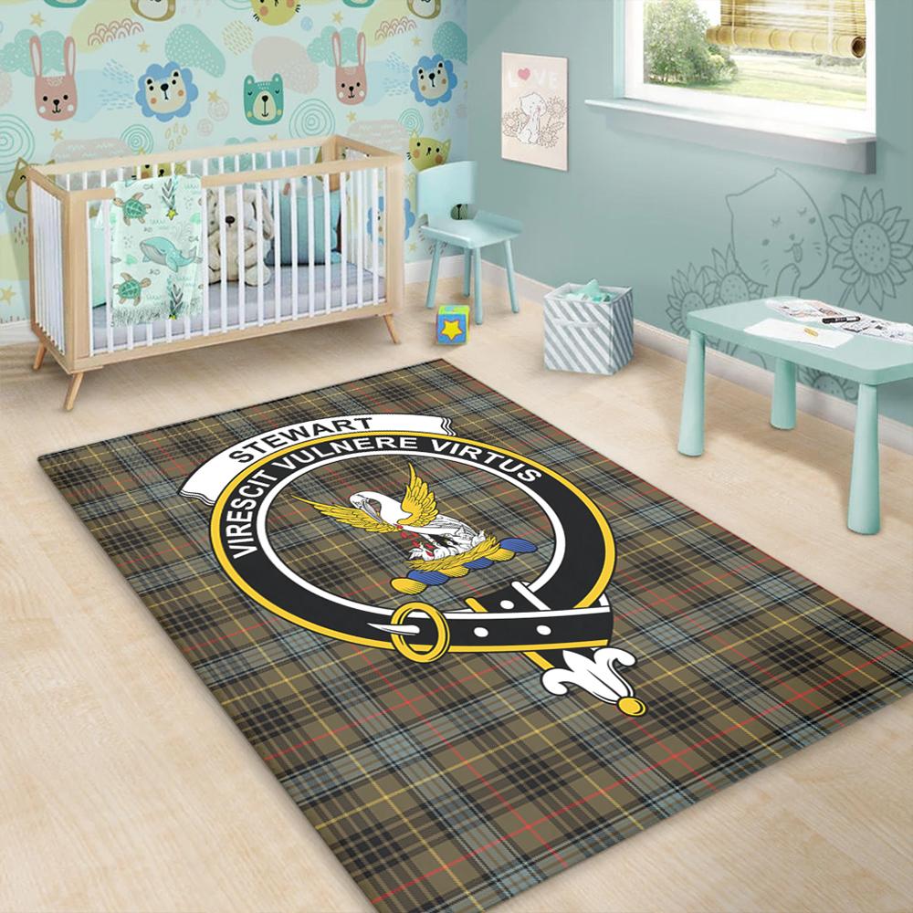 Stewart Hunting Weathered Tartan Crest Area Rug