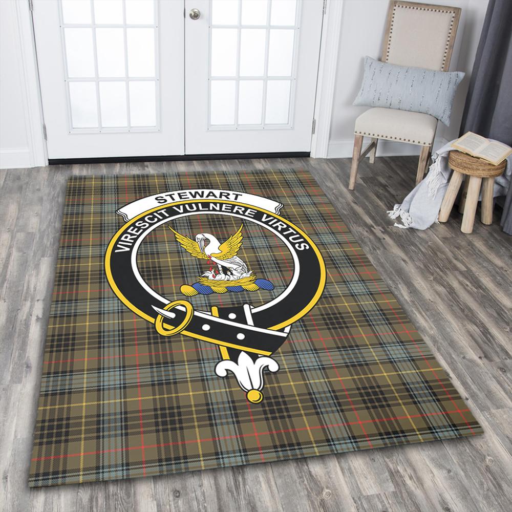 Stewart Hunting Weathered Tartan Crest Area Rug