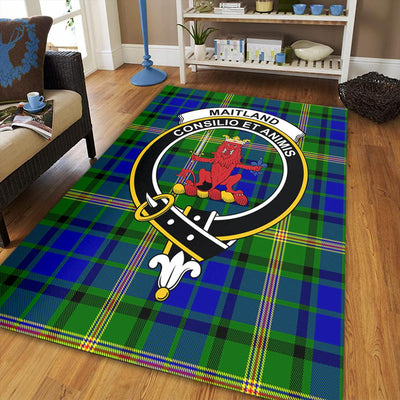 Clan Maitland Tartan Crest Rug – Scottish Highland Carpet for Living Room, Celtic Home Decor & Scotland Gift