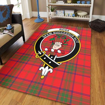 Clan Ross Modern Tartan Crest Rug – Scottish Highland Carpet for Living Room, Celtic Home Decor & Scotland Gift