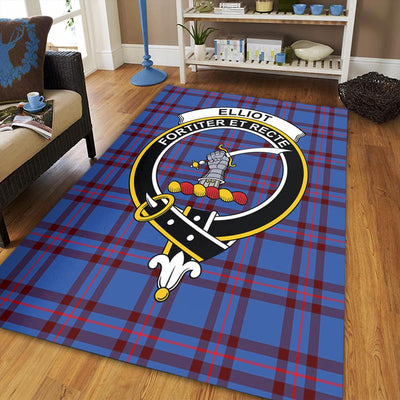 Clan Elliot Modern Tartan Crest Rug – Scottish Highland Carpet for Living Room, Celtic Home Decor & Scotland Gift