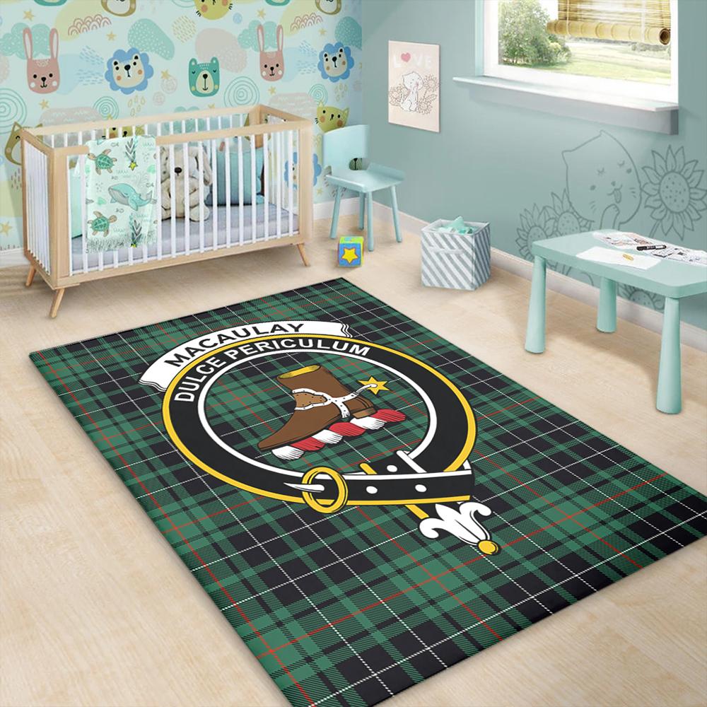 MacAulay Hunting Ancient Tartan Crest Area Rug
