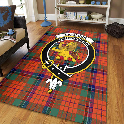 Clan Nicolson Ancient Tartan Crest Rug – Scottish Highland Carpet for Living Room, Celtic Home Decor & Scotland Gift
