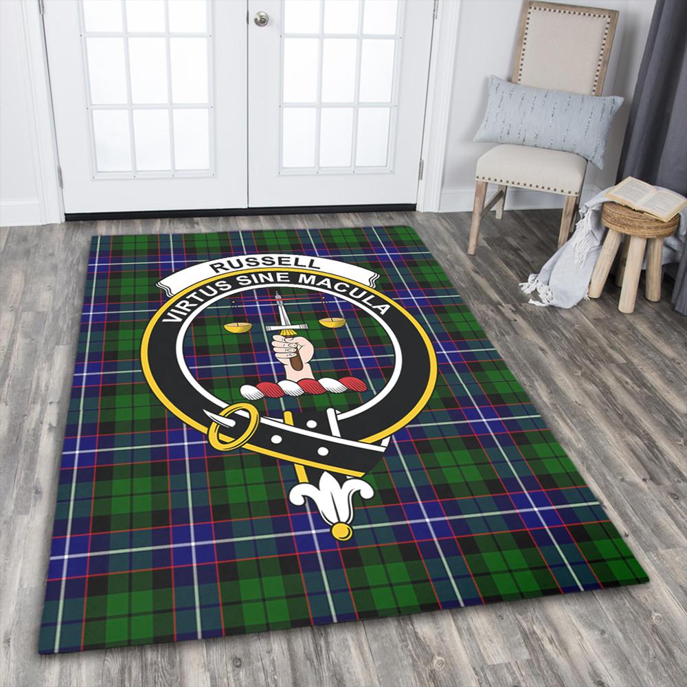 Russell Modern Tartan Crest Area Rug