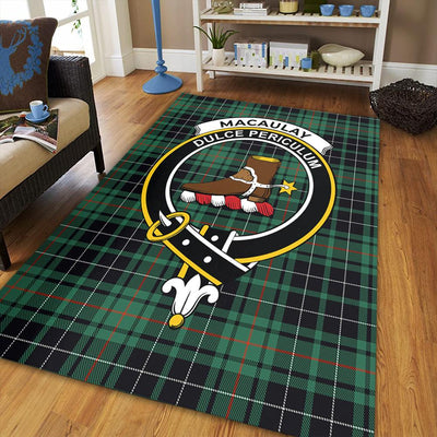 Clan MacAulay Hunting Ancient Tartan Crest Rug – Scottish Highland Carpet for Living Room, Celtic Home Decor & Scotland Gift SE50