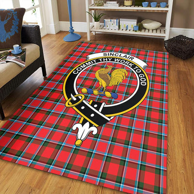 Clan Sinclair Modern Tartan Crest Rug – Scottish Highland Carpet for Living Room, Celtic Home Decor & Scotland Gift