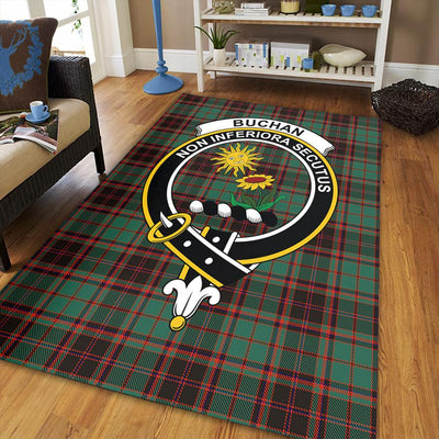 Clan Buchan Ancient Tartan Crest Rug – Scottish Highland Carpet for Living Room, Celtic Home Decor & Scotland Gift BU32