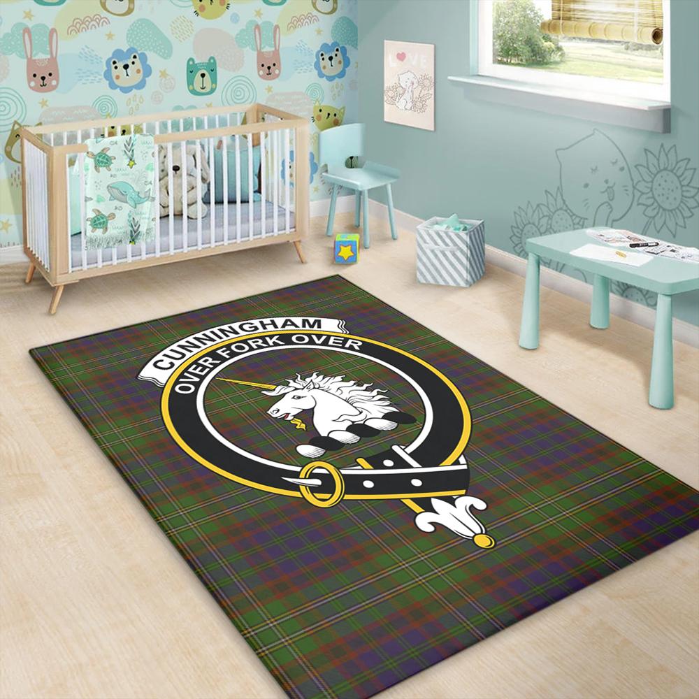 Cunningham Hunting Modern Tartan Crest Area Rug