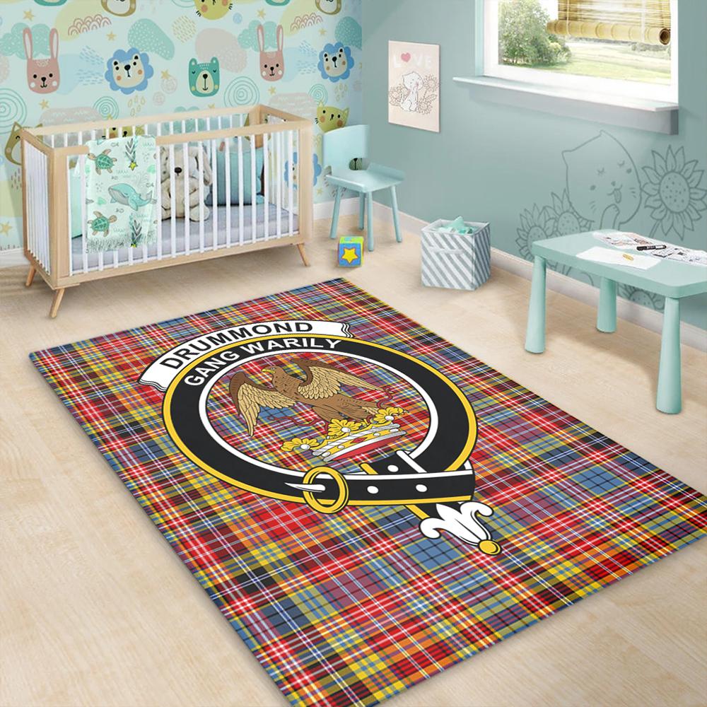 Drummond of Strathallan Tartan Crest Area Rug