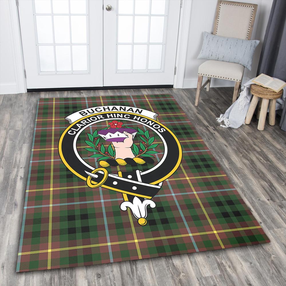Buchanan Hunting Tartan Crest Area Rug