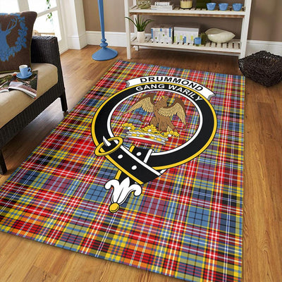 Clan Drummond of Strathallan Tartan Crest Rug – Scottish Highland Carpet for Living Room, Celtic Home Decor & Scotland Gift