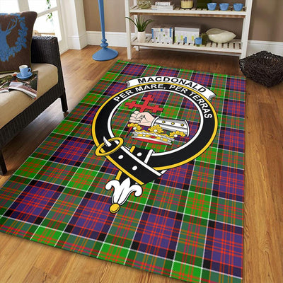Clan MacDonald of Clanranald Tartan Crest Rug – Scottish Highland Carpet for Living Room, Celtic Home Decor & Scotland Gift